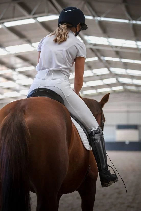 Hannah High Waisted Competition White Breech By QJ Riding Wear 1 Hannah High Waisted Competition White Breech By QJ Riding Wear