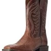 Western Boots Ariat Reckoning Dark Tabac Smooth Quill Ostrich & Nut Brown Mens