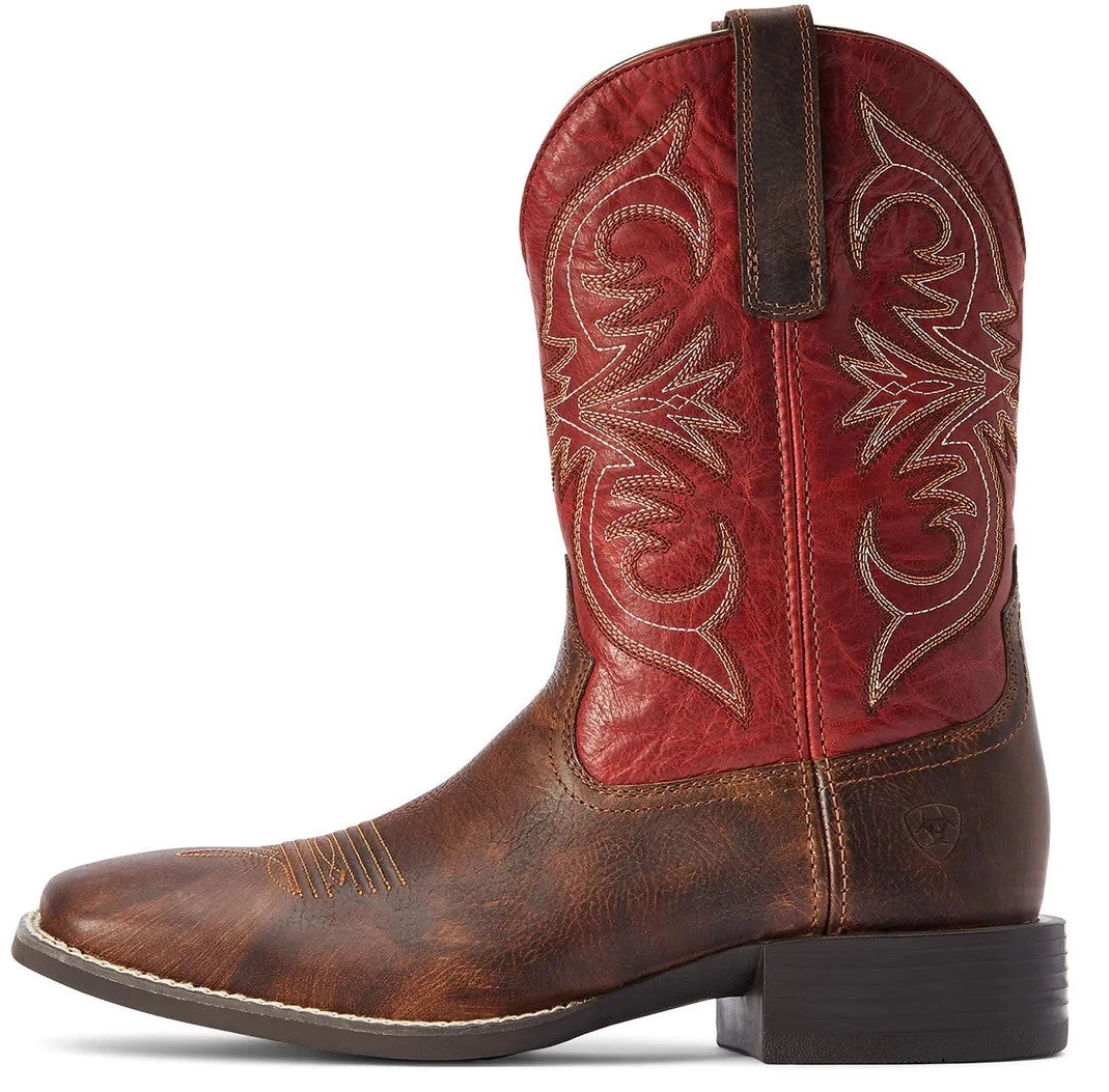 Western Boots Ariat Sport Pardner Matte Sp22 Rebel Brown & Blood Red Mens 6 Western Boots Ariat Sport Pardner Matte Sp22 Rebel Brown & Blood Red Mens - Image 6