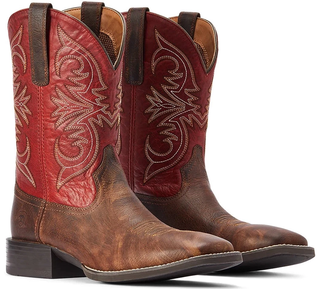 Western Boots Ariat Sport Pardner Matte Sp22 Rebel Brown & Blood Red Mens 1 Western Boots Ariat Sport Pardner Matte Sp22 Rebel Brown & Blood Red Mens