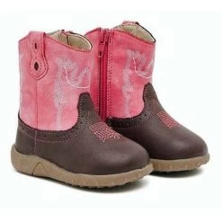 Western Boots Baxter Childrens Light Pink & Brown Baby