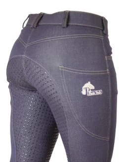 Denim Breeches With Silicone Seat And Phone Pocket