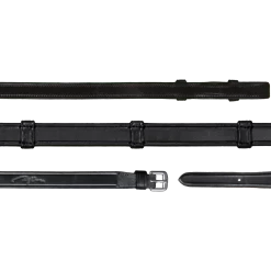 Dy'on New English - 5/8 Full Leather Double Bridle Reins With Loops - Black Full