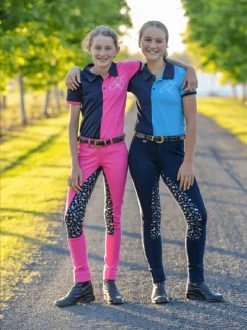 Jodhpurs Peter Williams Pull On Print Navy & Navy & Silver Childs -Famous Saddlery Shop Peter Williams Pull On Print Jodhpurs Navy Navy Silver Childs 4