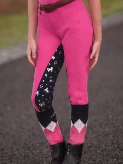 Jodhpurs Peter Williams Pull On Unicorn Printed Pink & Navy Childs -Famous Saddlery Shop Peter Williams Pull On Unicorn Printed Jodhpurs Pink Navy Childs 10