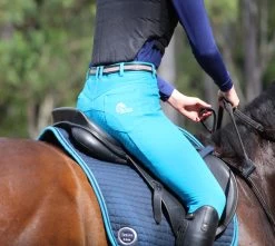 Micro Woven Cotton Blend Jodhpurs In Turquoise - Final Runout, Last Sizes -Famous Saddlery Shop Turq1 2