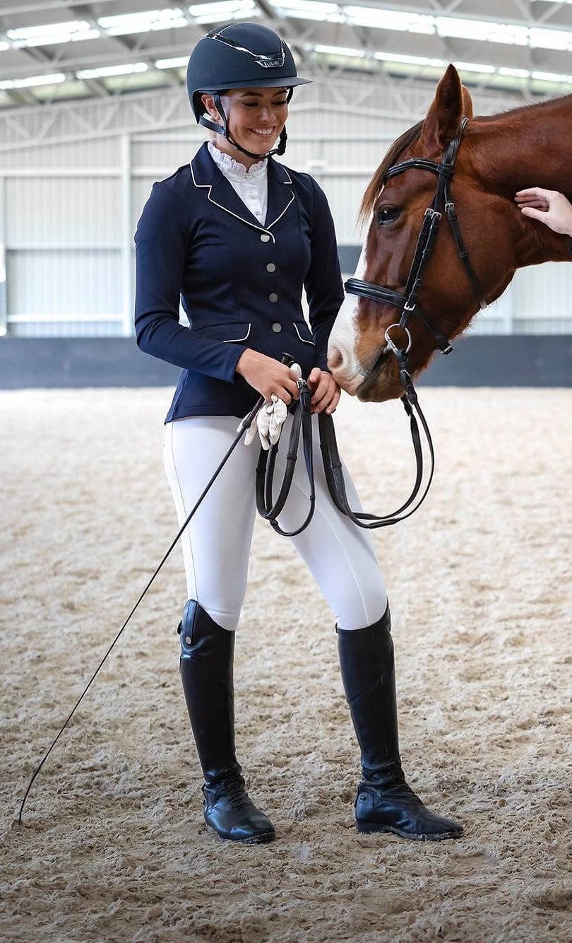 Hannah High Waisted Competition White Breech By QJ Riding Wear 2 Hannah High Waisted Competition White Breech By QJ Riding Wear - Image 2