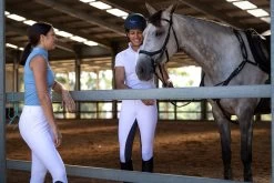 QJ Riding Wear Lauren White/Grey Seat Competition Breech -Famous Saddlery Shop laurens