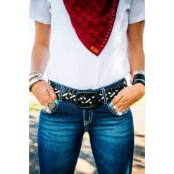 Leather Plaited Belt - Black & White