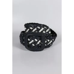 Leather Plaited Belt - Navy And White -Famous Saddlery Shop leather plaited belt navy and white hitchley harrow 3